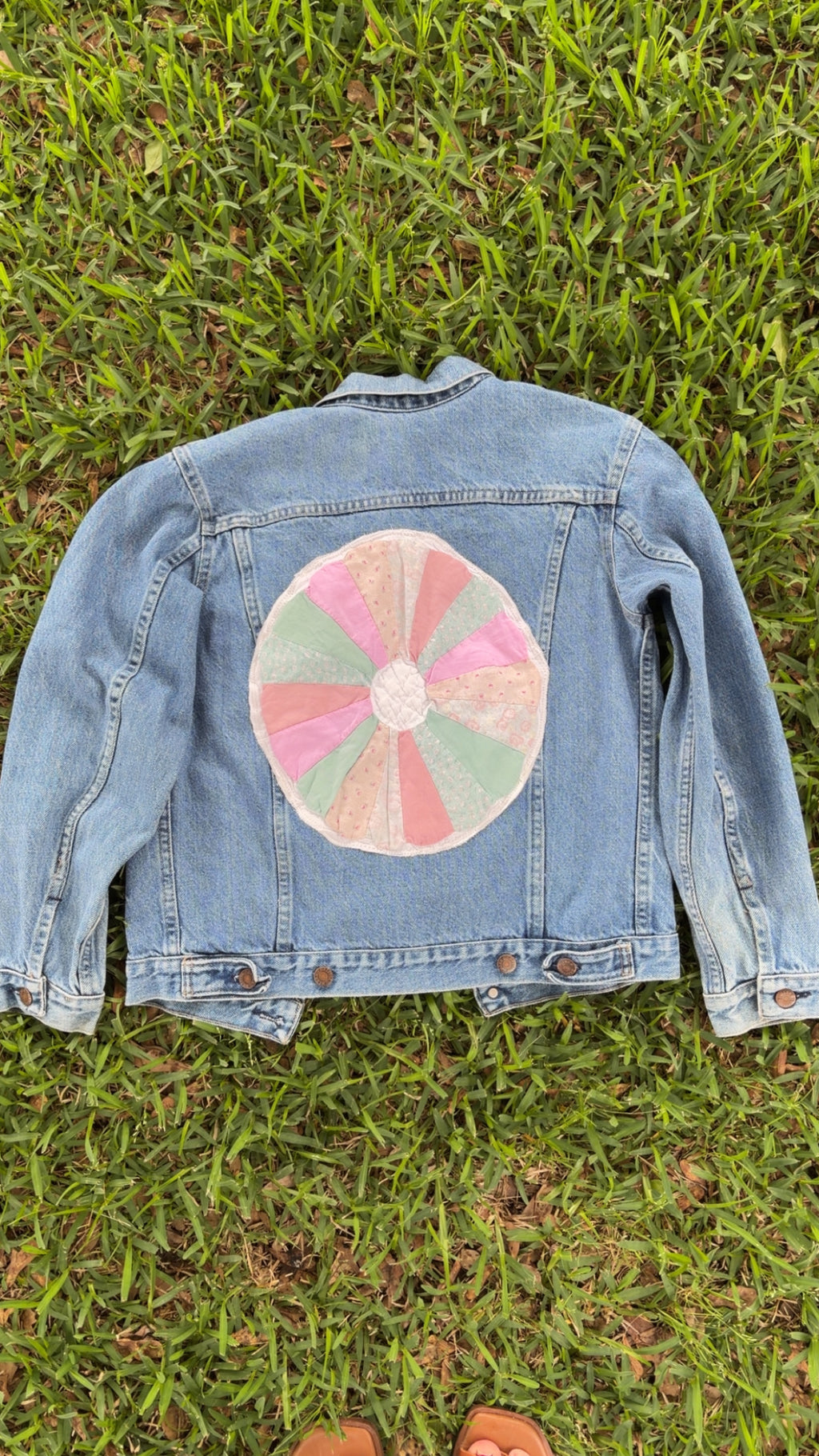 Youth XL upcycled denim jacket