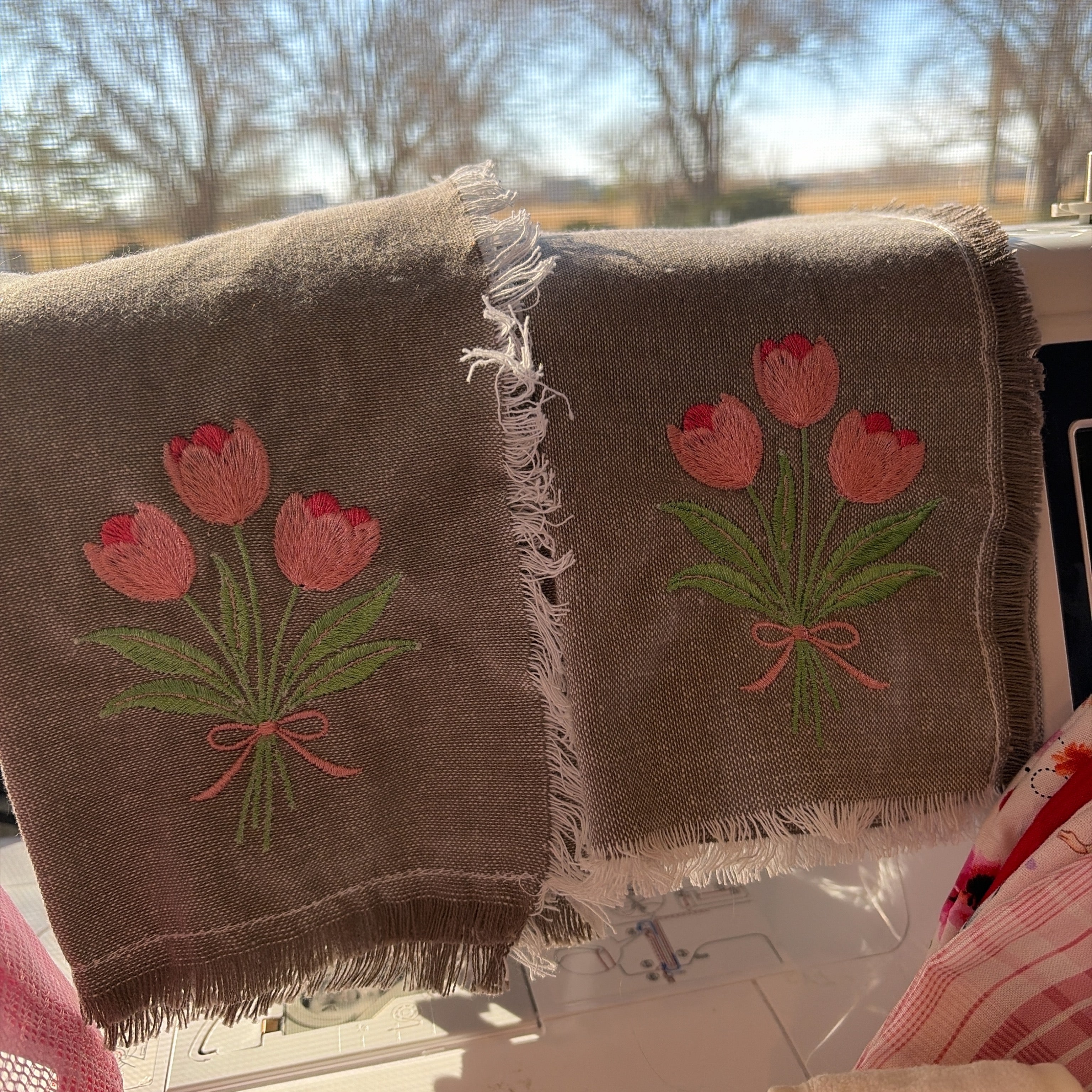 Embroidered tea towel